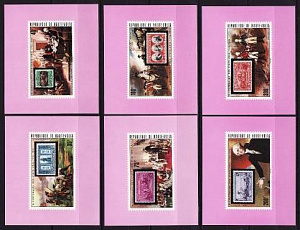 Верхняя Вольта, 1975, 200 лет США, марка на марке, 6 люксблоков без зубцов